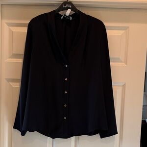 Joseph Ribkoff Classic Black Blouse size 12 button down gold buttons